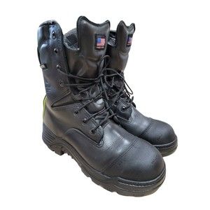 Falcon Men's Black Wildland Firefighter EMS Leather Composite Toe Boots Sz 8 XW